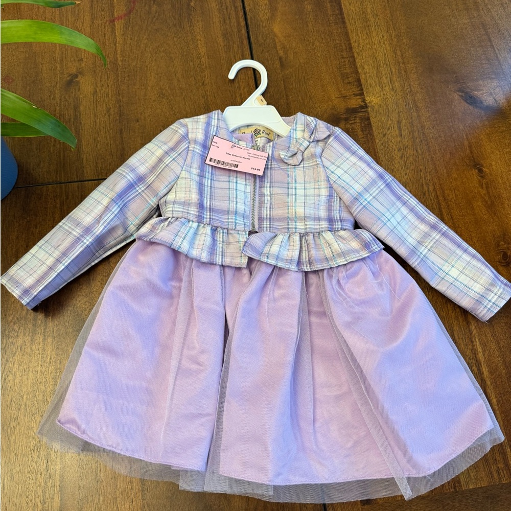 Lilac Tulle Dress with Plaid Jacket